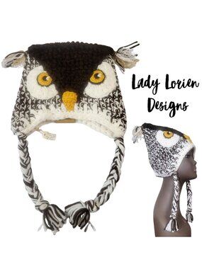LADY LORIEN DESIGNS Handmade Crochet Whimsical Hoot Owl Hat - OS